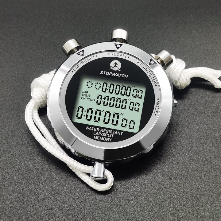 Stopwatch Timer, Digital Stop Watch with 0.01second Timing, Metal 10 Lap Memory, Large dispaly Alarm Clock for Coach Sports Running Marathon