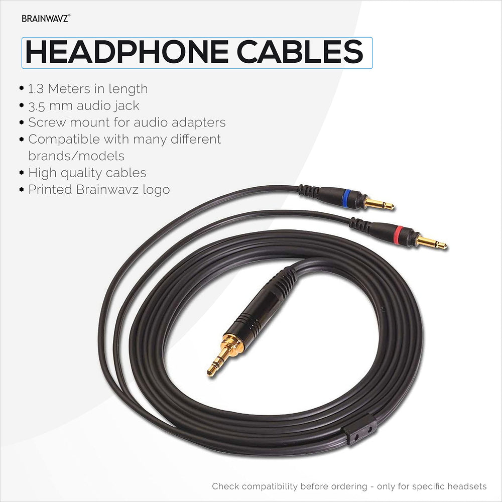Replacement Headphone Audio Cable - 1.3 Meters - for Use HM5, NVX XPT100, Lindy HF100, HF110, Fischer Audio FA-003, Monoprice HR-5, HR-5C - (Black