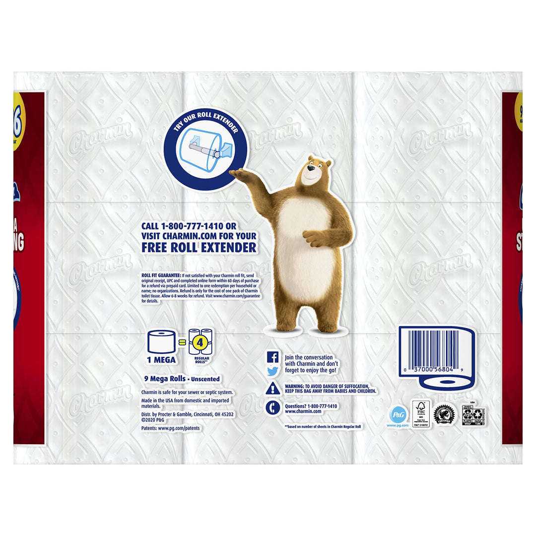 Ultra Strong Toilet Paper, 9 Mega Rolls = 36 Regular Rolls (Prime Pantry) (Packaging May Vary)