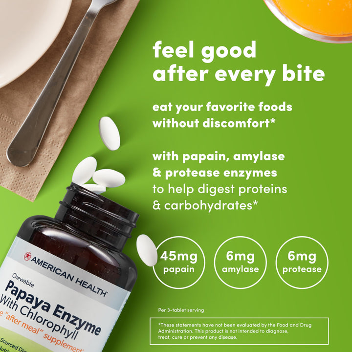 Papaya Enzyme With Chlorophyll Chewable Tablets - Promotes Nutrient Absorption, Helps Digestion and Freshens Breath - Gluten-Free, Vegetarian - 600 Count, 200 Total Servings