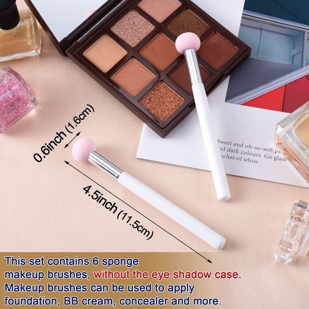 6pcs Sponge Makeup Applicator With Handle, Sponge Eyeshadow Applicators Makeup, Eyeshadow Sponge Brush, Cotton Eye Makeup Eyeshadow Brushes for Women Girls (4.5 inch Long) Washable