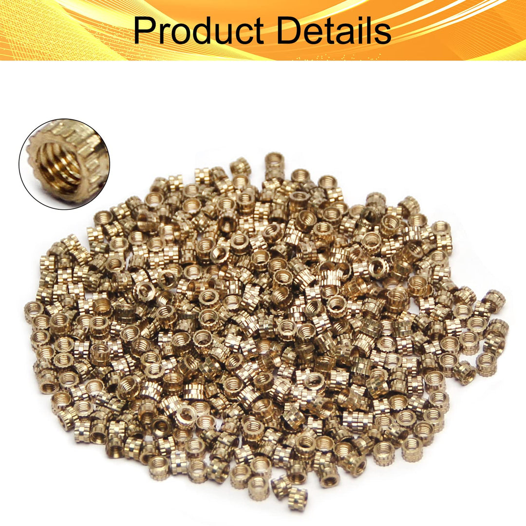 3D Printing Brass Nuts,500Pcs M3x3mm H x 4mm OD Knurled Insert Threaded Insert Nuts Female Brass Embedment Nut Heat Set Insert Nut for Printing 3D Printer Automotive Plastic Shell