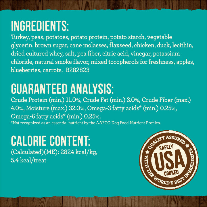 Power Bites Natural Soft And Chewy Real Meat Dog Treats, Grain Free Snack, Real Turducken Recipe - 6 oz. Bag