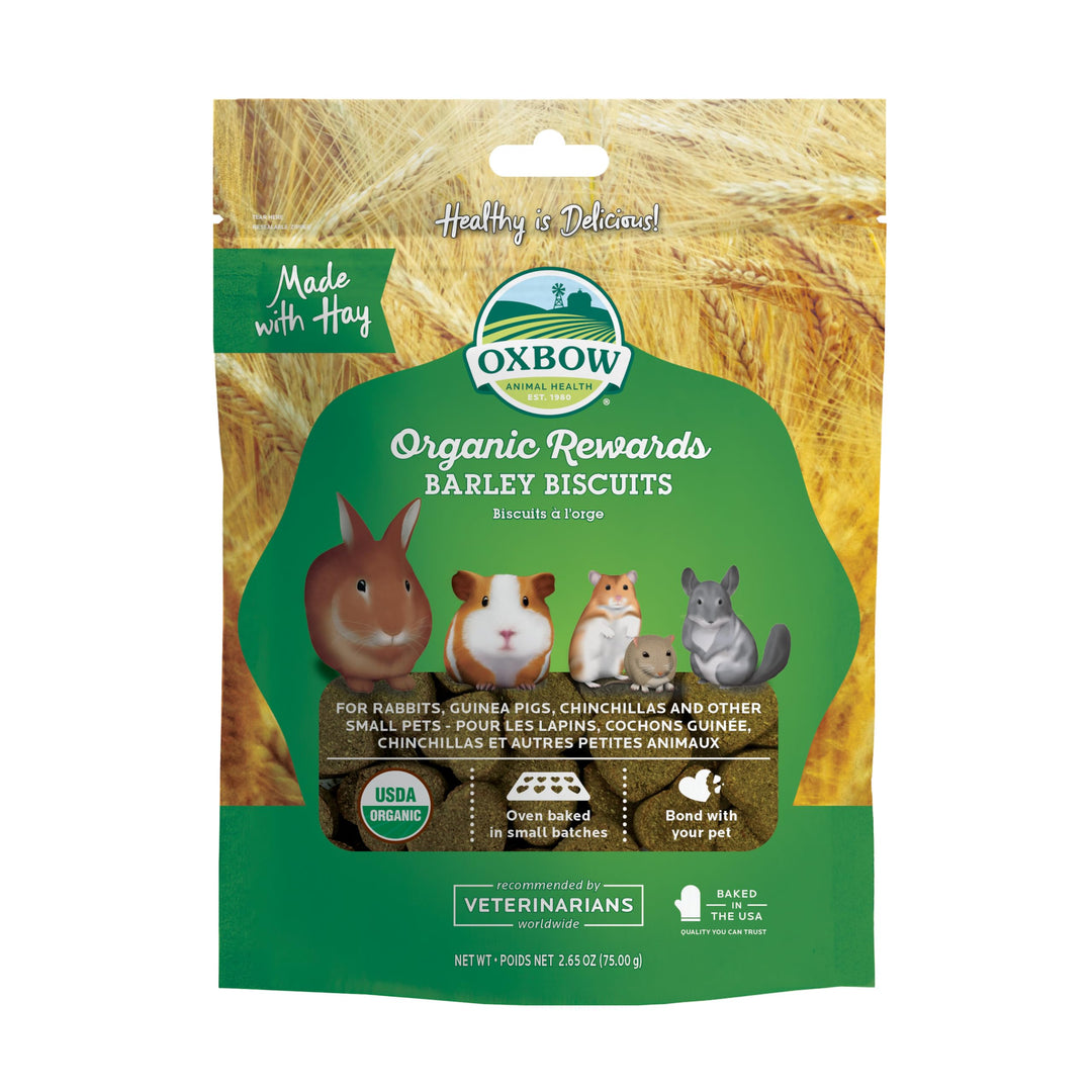 Organic Rewards Barley and Hay Biscuit Treats for Rabbits, Guinea Pigs, Chinchillas, and Small Pets