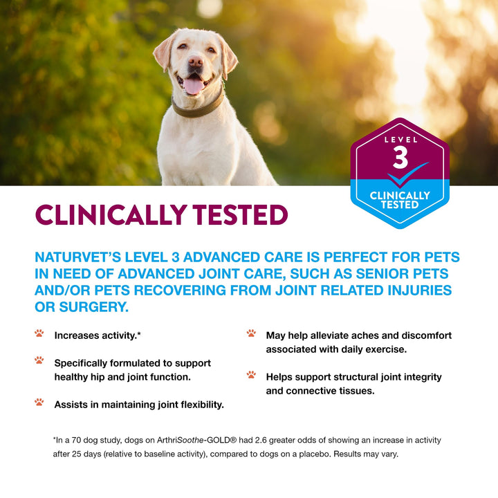ArthriSoothe-Gold Level 3 Advanced Joint Care for Dogs – Soft Chew Dog Supplement with Glucosamine, MSM, Chondroitin & Hyaluronic Acid – Wheat-Free Pet Supplements – 180 Ct.