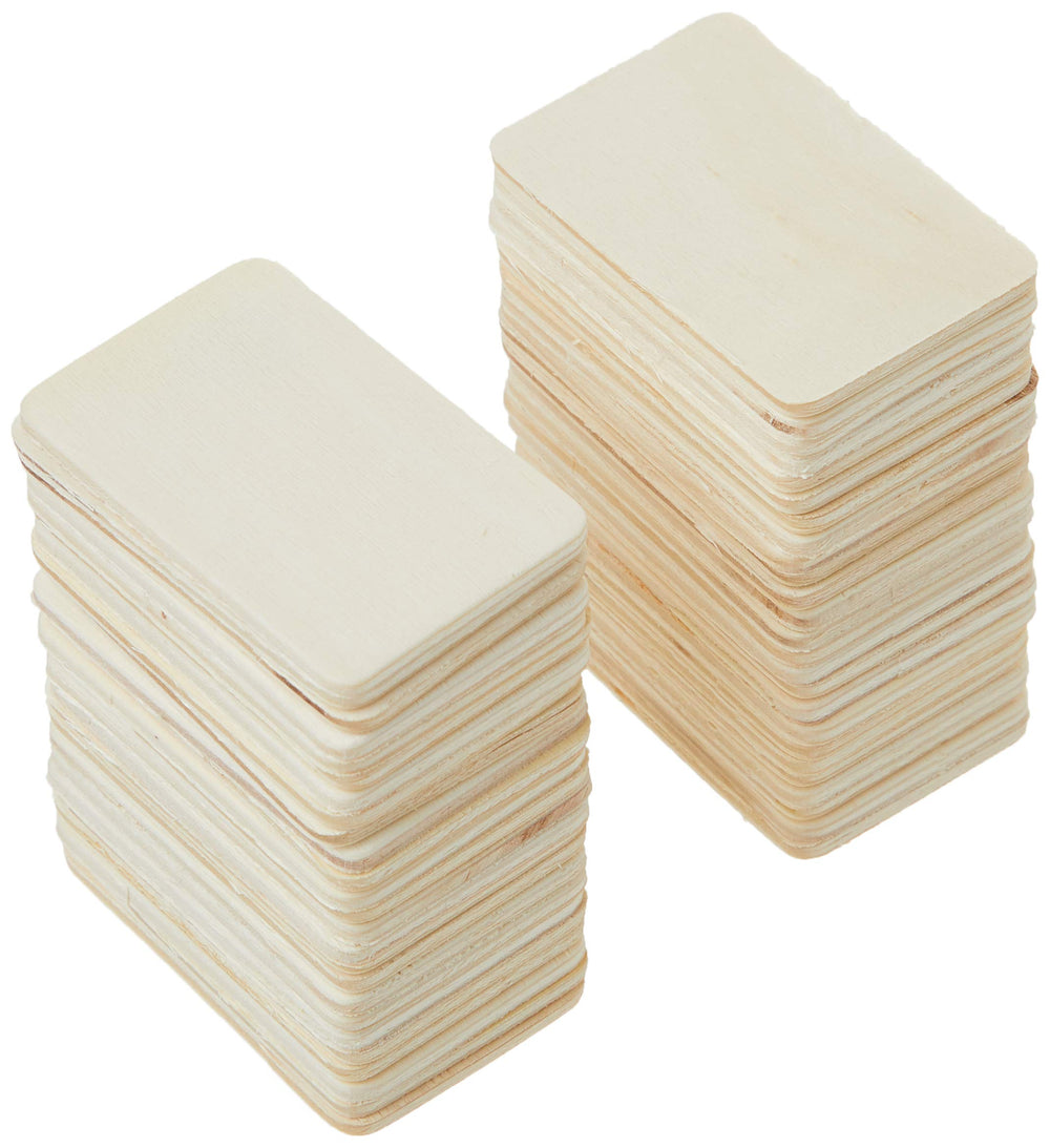 Pie Rectangle-Shaped (50pc) – Light Unfinished Wood is Easy to Paint, Stain, Embellish – Perfect for Art and Craft Projects – Each Piece Measures 2.08†x1.37†, 3mm T, Natural, 50 Count (Pack of 1)