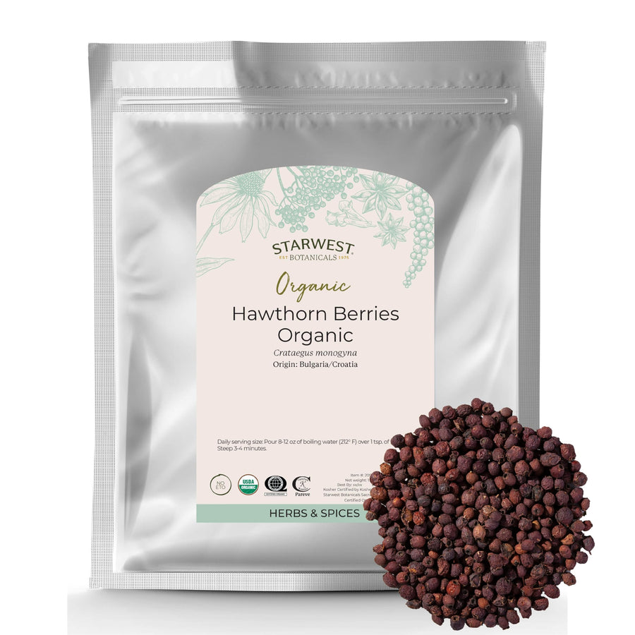 Organic Hawthorn Berries Whole, 1 Pound