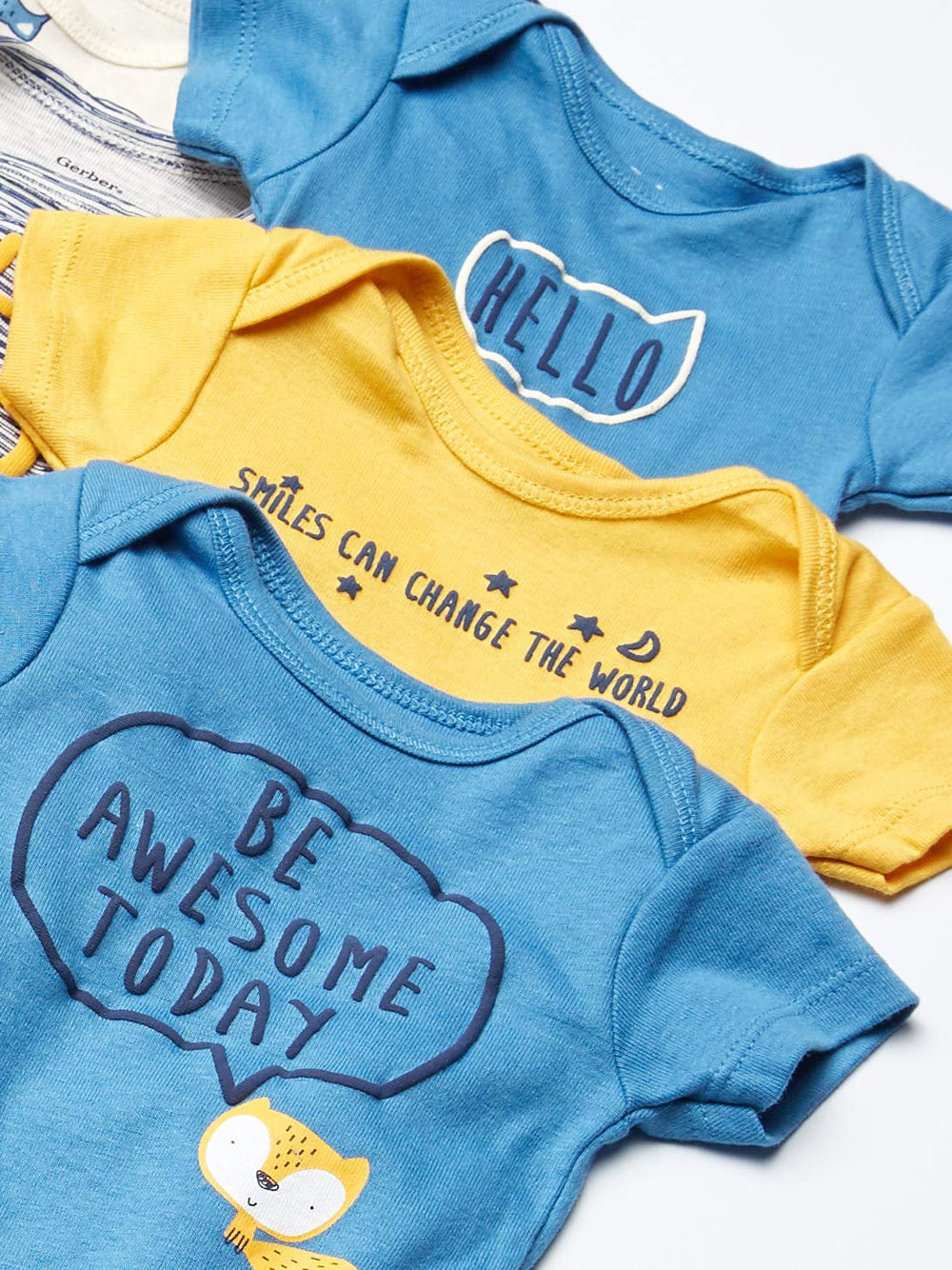 Baby Boy's 8-Pack Short Sleeve Onesies Bodysuits, Blue Fox, Newborn
