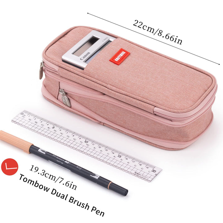 Big Capacity Pencil Case Large Pencil Pouch Stationery Pen Bag for Teen Girls-Deep Pink