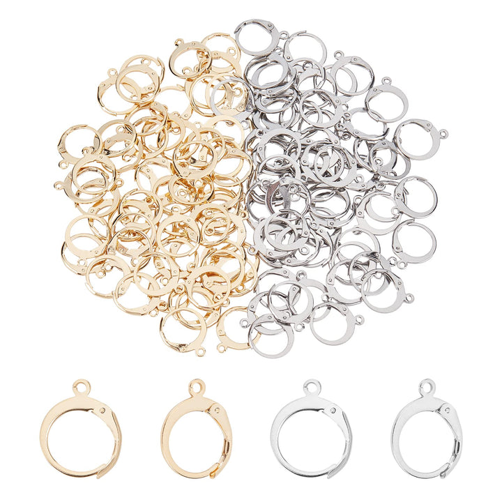 About 120pcs Stainless Steel Leverback Earring Findings 14.5mm Long 2 Colors Hypoallergenic Earrings with a 1-1.2mm Loop for Earring Making Round Hook Ear Wires Findings