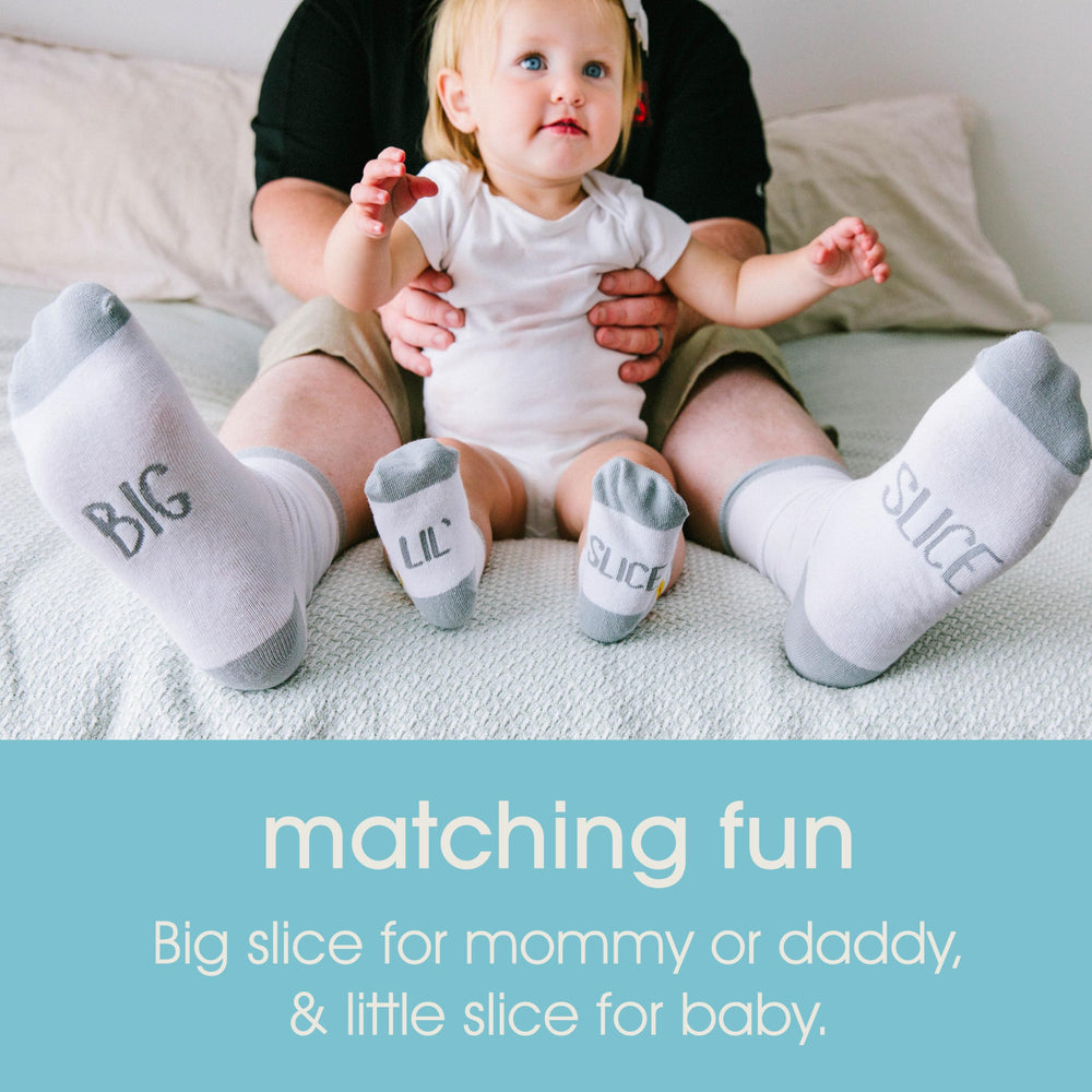 Unisex Baby & Me Matching Set, Big Lil Graphic, Christmas Gift for New Fathers, Toddler Accessories, Daddy + Me Pizza Slice Socks, One Size