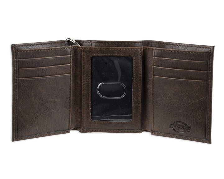 mens Leather Trifold Wallet, Dark Brown, One Size US