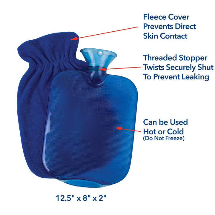 Health Brands Hot Water Bottle with Fleece Cover