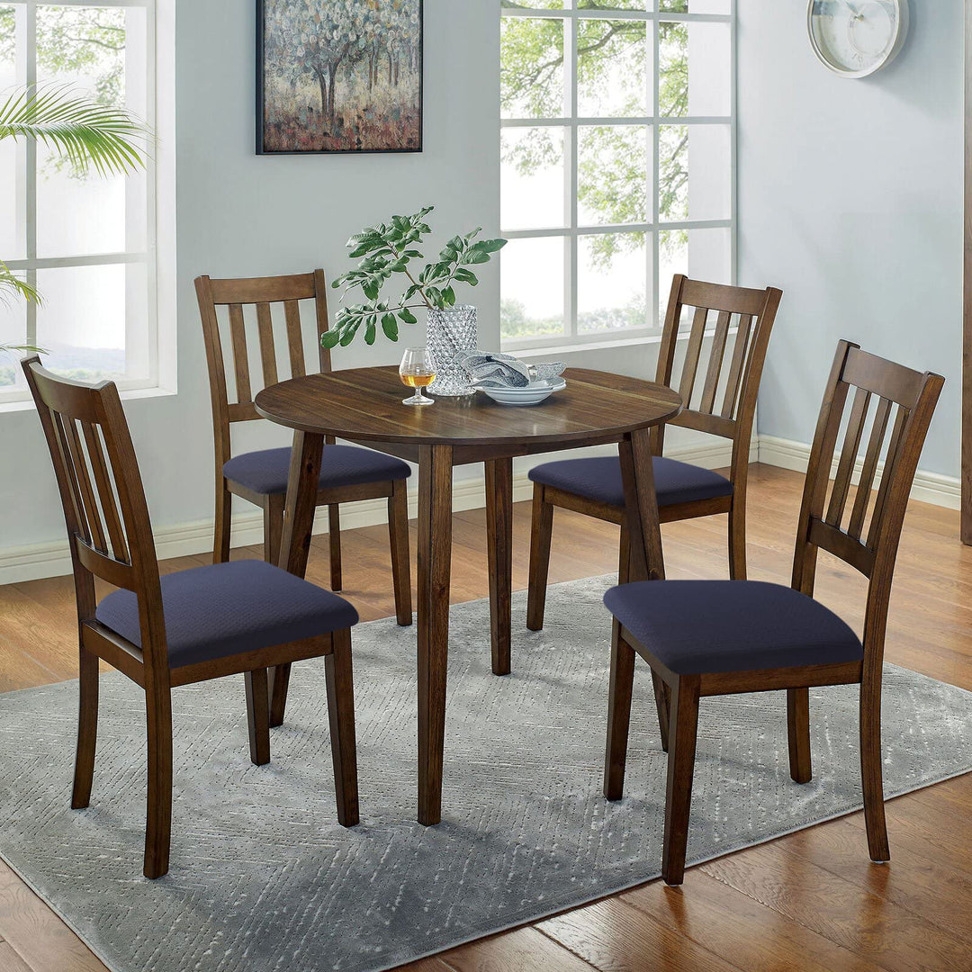 Waterproof Seat Covers for Dining Room Chairs, 6 Pack Stretch Jacquard Kitchen Dining Chair Seat Cover Protectors with Hooks, Dark Grey