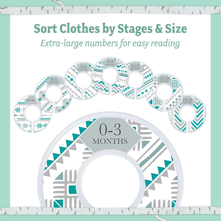 Closet Dividers for Baby Clothes - 7X Baby Clothing Size Age Dividers from Newborn Infant to 24 Months - Boho Baby Clothes Dividers and Nursery Closet Organizer