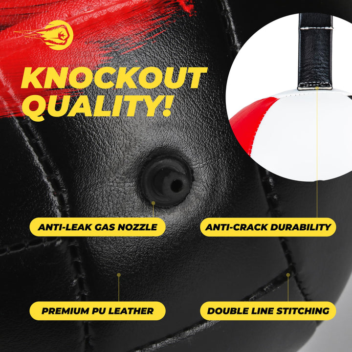 Boxerpoint Double End Bag for Boxing – Premium Punching Bag for Adults – Durable PU Leather Material & Adjustable Cords – Double End Bag Boxing Equipment for Training at Home & Gym (Sphere)