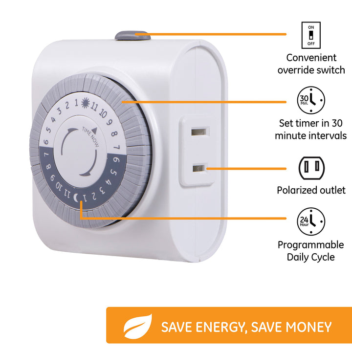 Ge 15076 24-Hour Plug-In Mechanical Timer