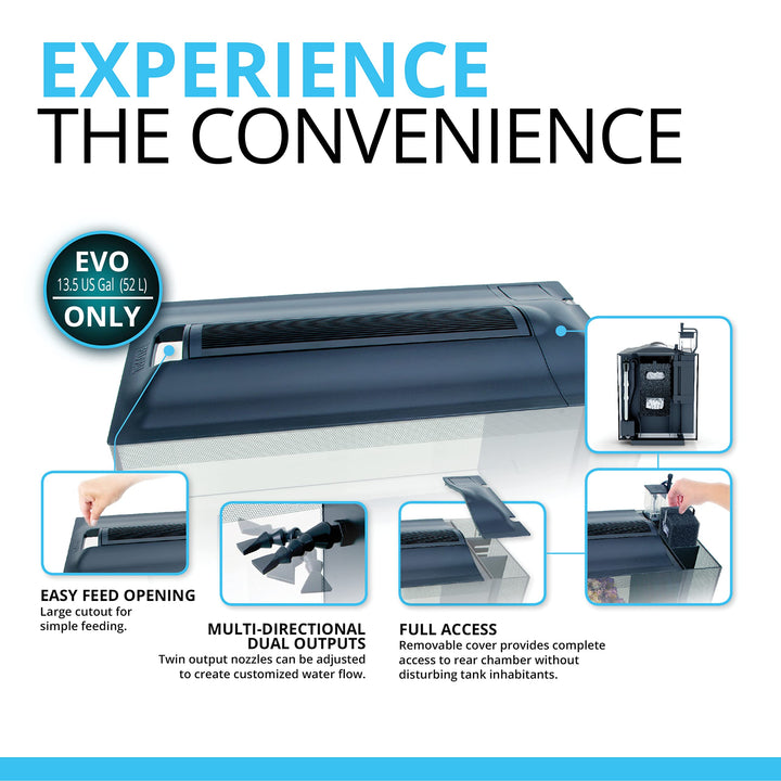 Evo XII Saltwater Aquarium Kit, 13.5 Gal. – Saltwater Fish Tank with Reef-Capable LED, Efficient 3-Stage Filtration and Seamlessly Integrated Hardware