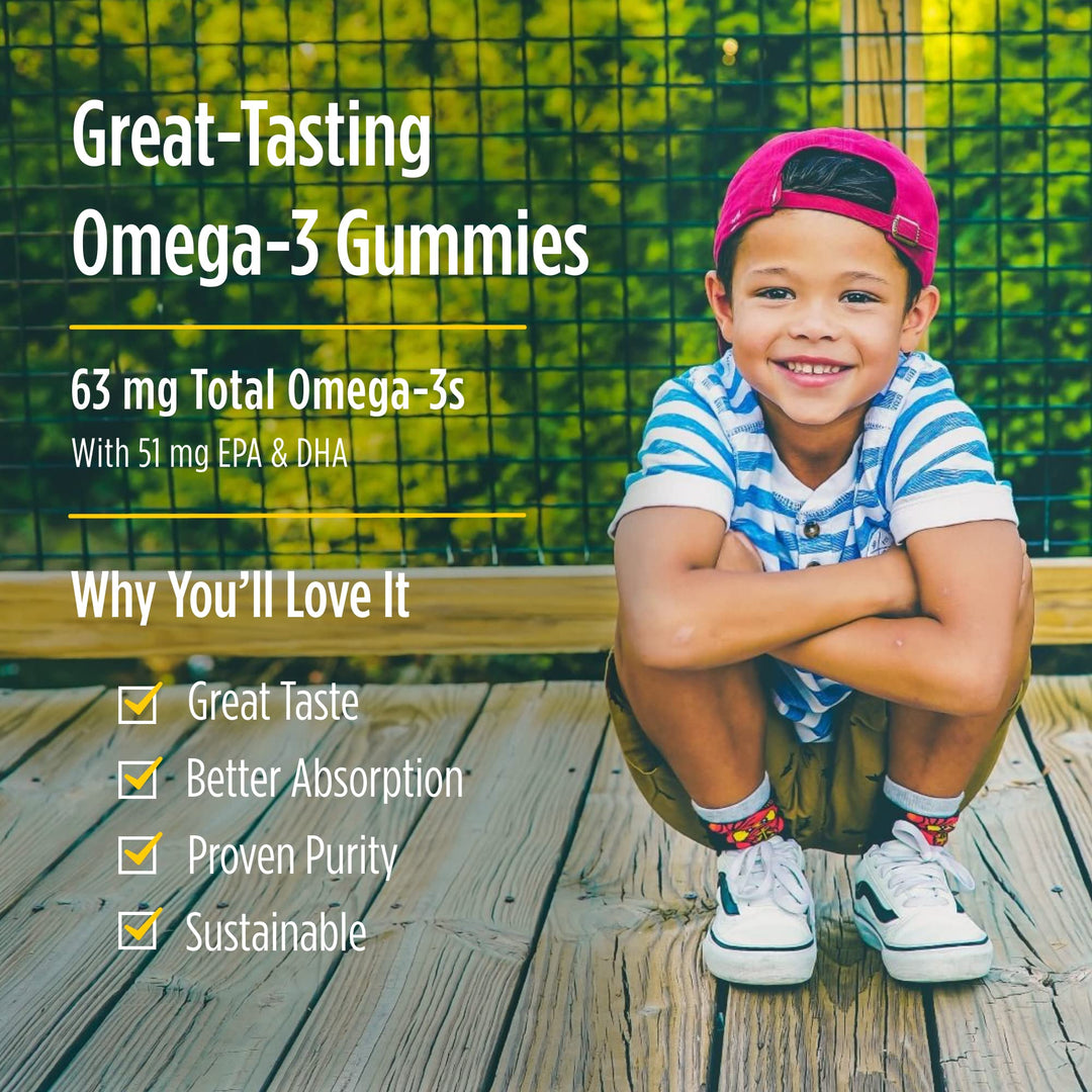 Nordic Omega-3 Gummy Worms, Strawberry - 30 Gummy Worms - 63 mg Total Omega-3s with EPA & DHA - - 30 Servings