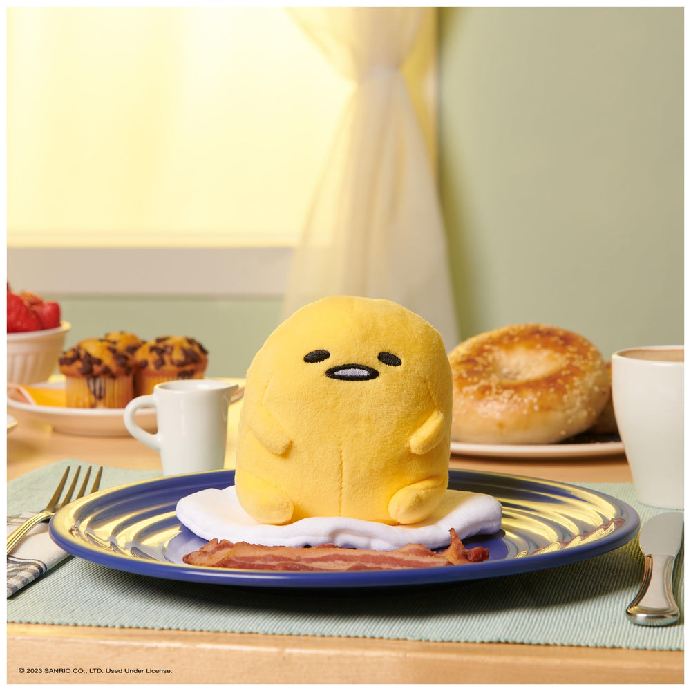 Sanrio Gudetama The Lazy Egg Plush, Gudetama Sitting Pose, Stuffed Animal for Ages 1 and Up, 4.25”