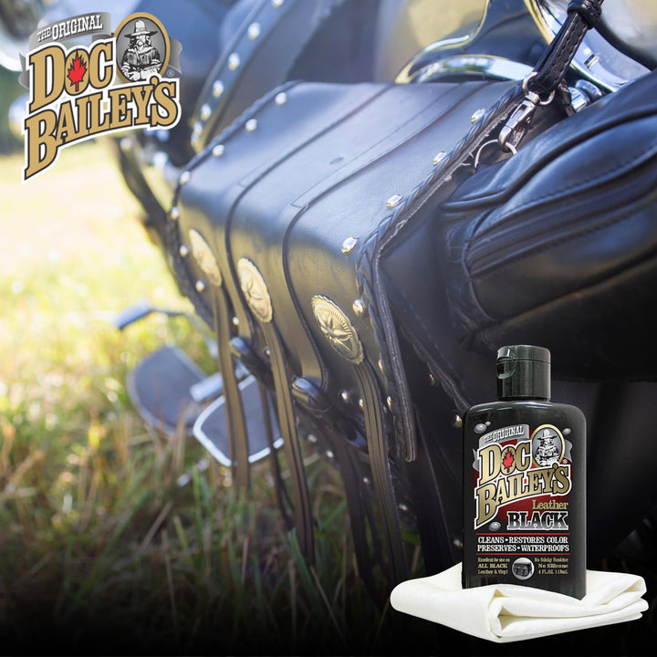 Black Leather Detail Kit- Complete One-Step Formula to Clean, Condition, and Redye, and Protect Dozens of Items- Ideal for Motorcycle Bike and Car Seats, Jackets, Boots, Vinyl and More