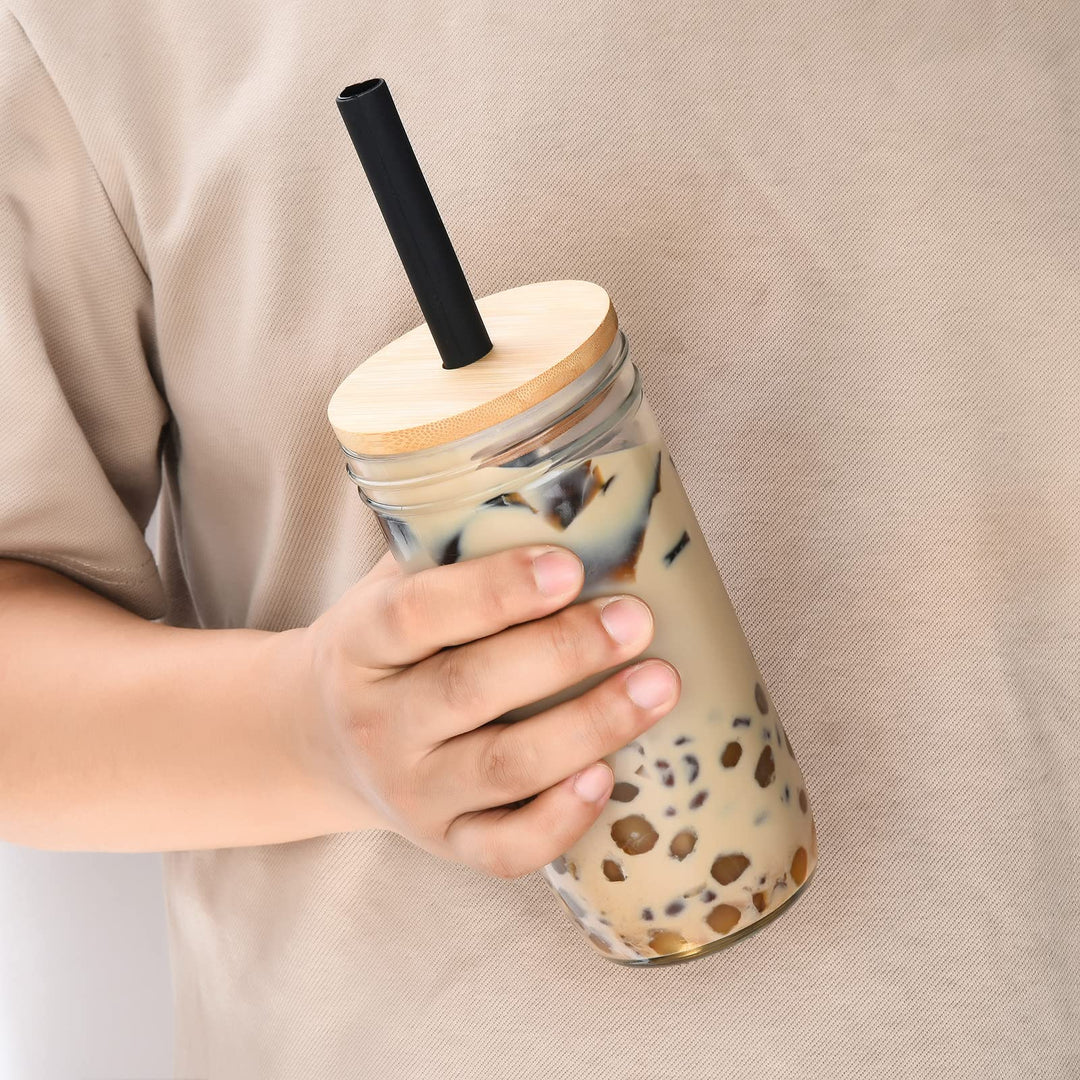 10-Pack Reusable Silicone Straws, 2 Large Silicone Boba Straws, 8 Long Smoothie Straws for 30 oz 20 oz Tumblers, Milkshakes, Bubble Tea, Tapioca Pearl With 2 Brush and Case, 10 Inch