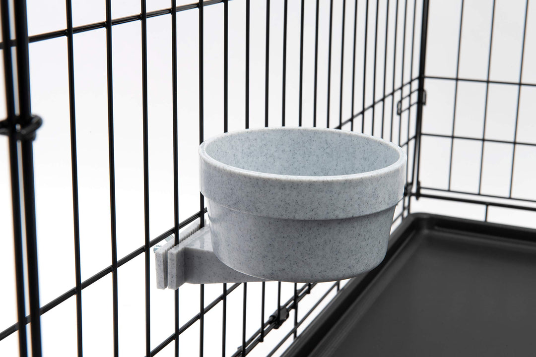 Kennel Cage Water Bowl Hanging - Non Spill Dog Crate Bowls - Durable Crate Water Bowl for Pets - Securely Attaches to Cage for Convenient Feeding and Drinking (20oz, Granite)