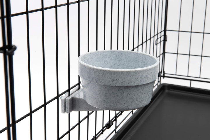 Kennel Cage Water Bowl Hanging - Non Spill Dog Crate Bowls - Durable Crate Water Bowl for Pets - Securely Attaches to Cage for Convenient Feeding and Drinking (20oz, Granite)
