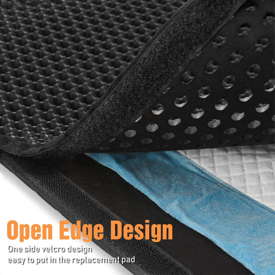 Conlun Cat Litter Mat-30X24 Large Litter BoxTrapping Mat for Kitty EVA Honeycomb Double Layer Design, Urine & Waterproof with Handle Design Easier to Clean, Washable, Black