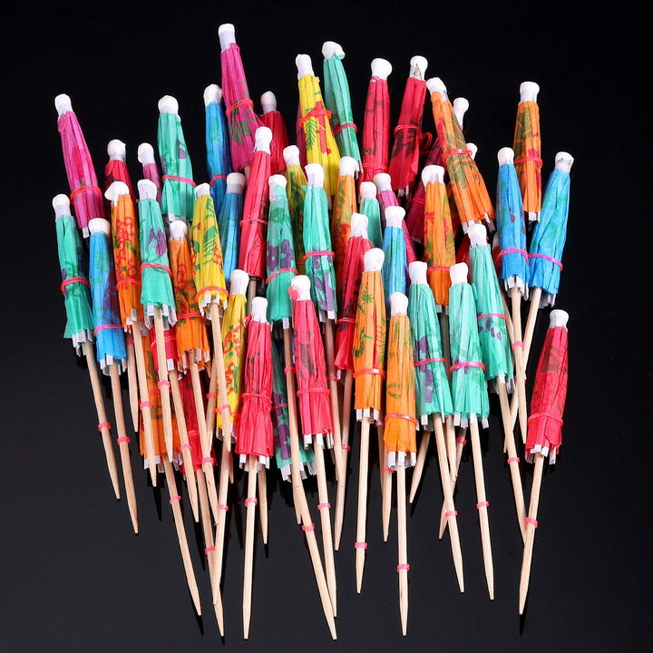 288 Pieces Cocktail Umbrella Picks Drink Picks Cocktail Parasols Assorted Umbrella Parasol Paper Cupcake Toppers for Party Favours Party Supplies