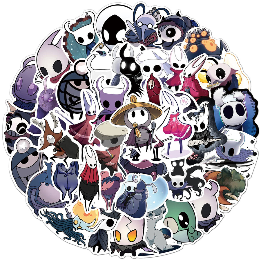 50 PCS Hollow Knight Stickers Halloween Decorations Cartoon Game Stickers Vinyl Waterproof Stickers for Laptop,Bumper,Water Bottles,Hard Hat Stickers and Decals,car Stickers for Teen Girl Kid