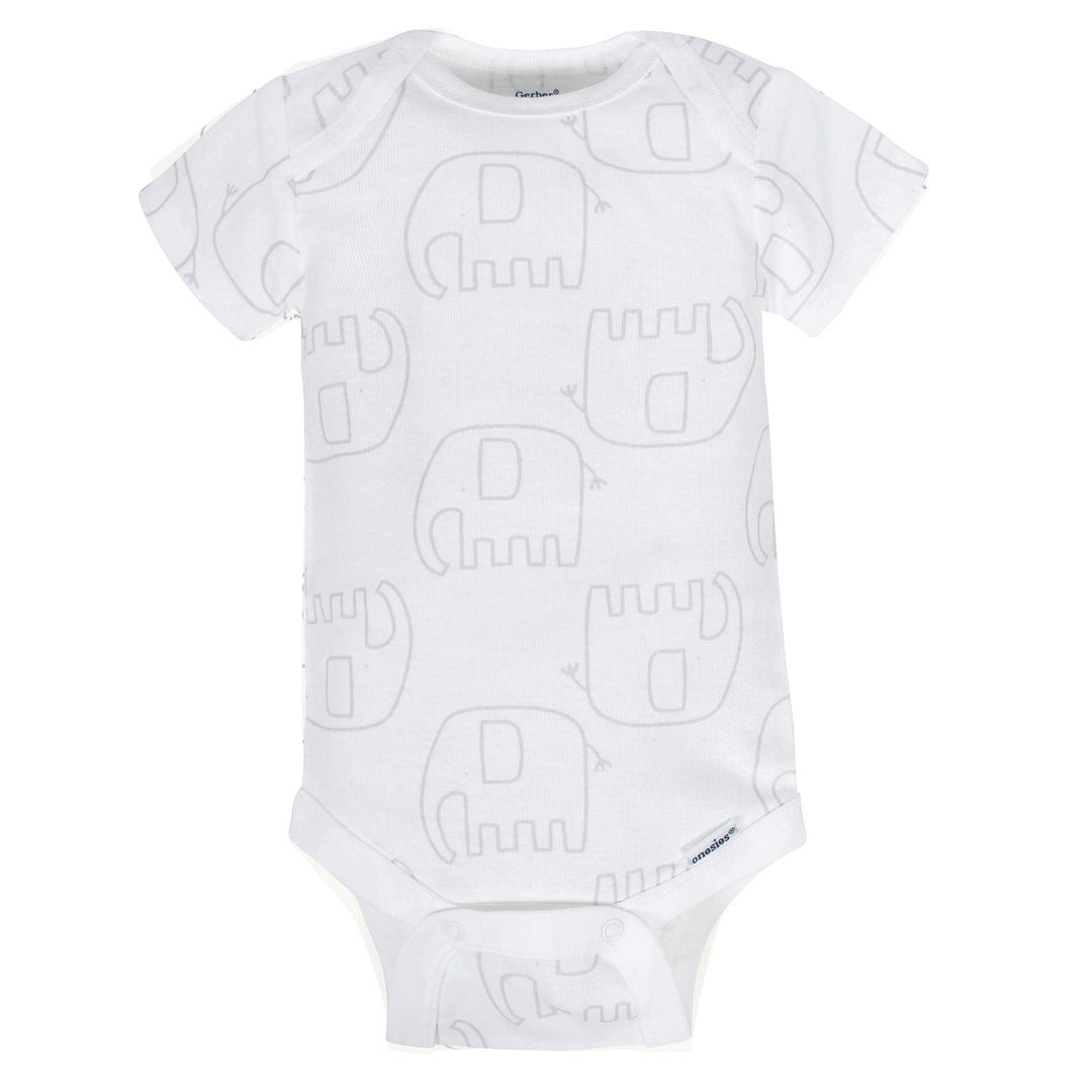 Baby 8-Pack Short Sleeve Onesies Bodysuits, Animals Green, Newborn