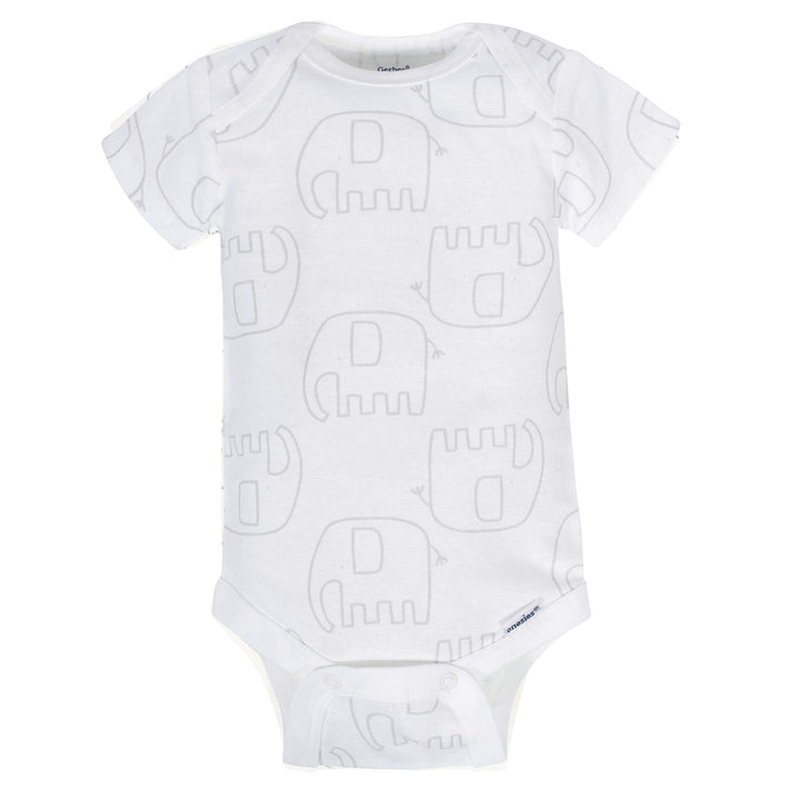 Baby 8-Pack Short Sleeve Onesies Bodysuits, Animals Green, Newborn