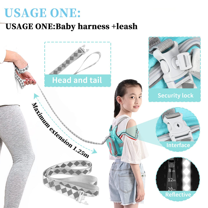 Toddlers Harness Leash & Anti Lost Wrist Link & Child Safety Harness Leash for Girls Kids Walking Wristband Assistant Strap Reflective Belt for Boys The Best Gift to Keep Kid Close(Dinosaur)