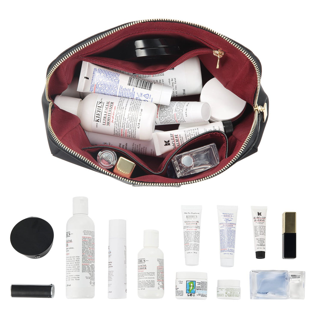 Large Cosmetic Zipper Pouch Clutch Makeup Bag Travel Waterproof Toiletry Bags for Women-Black…