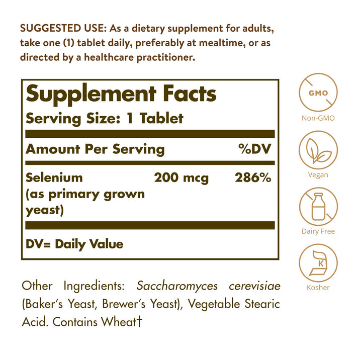Solgar - Selenium 200 mcg Tablets 100 Count