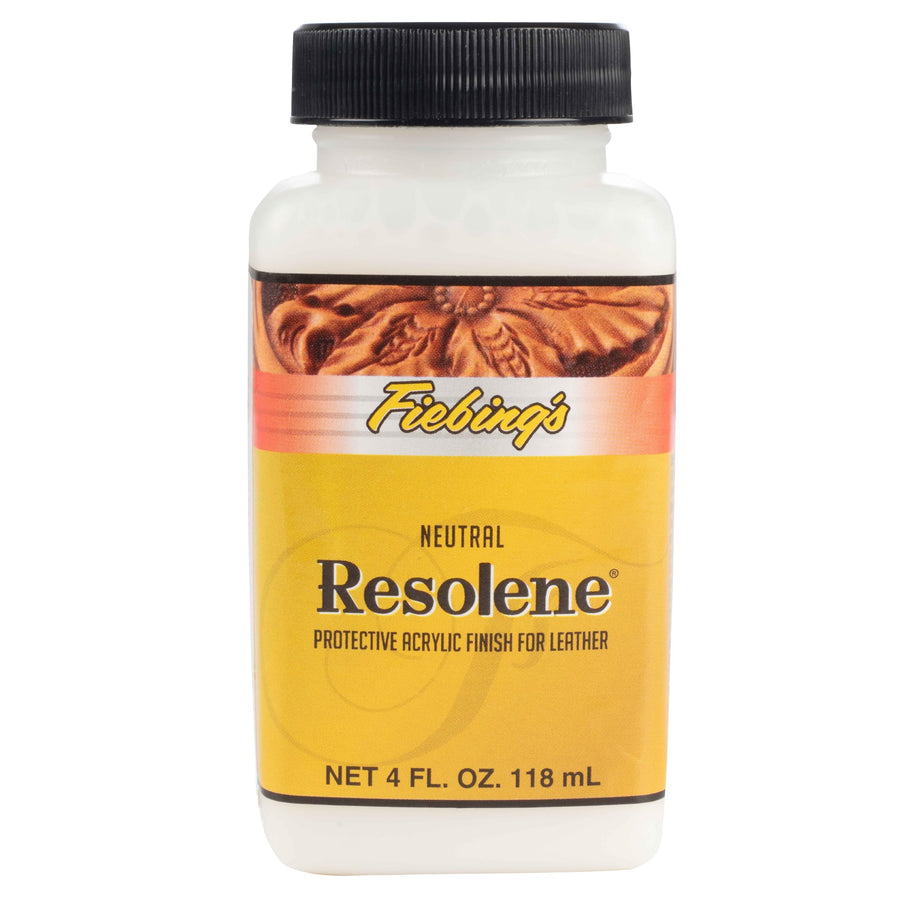 Acrylic Resolene (4 oz, Neutral) - Protective Acrylic Leather Finisher - Glossy Finish Top Coat for Dyed & Polished Leathercraft - Flexible, Durable, Water Resistant for Boots, Couch, Purse