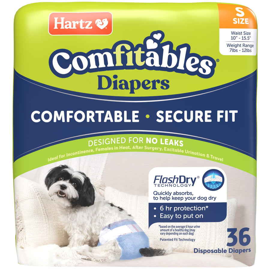 Disposable Dog Diapers, Size S 36 count, Comfortable & Secure Fit, Easy to Put On