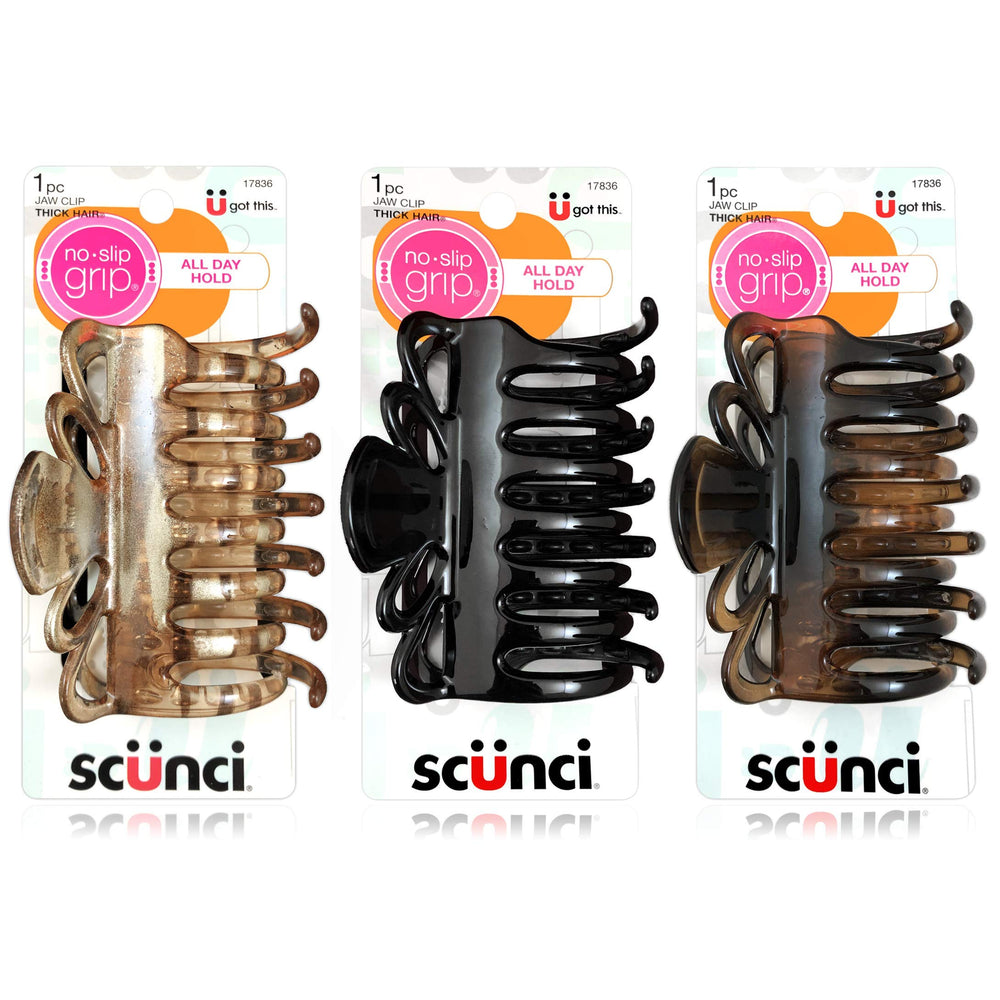 Scunci 17836 Large No Slip Grip Tm Jaw Hair Clip (Pack Of 3)