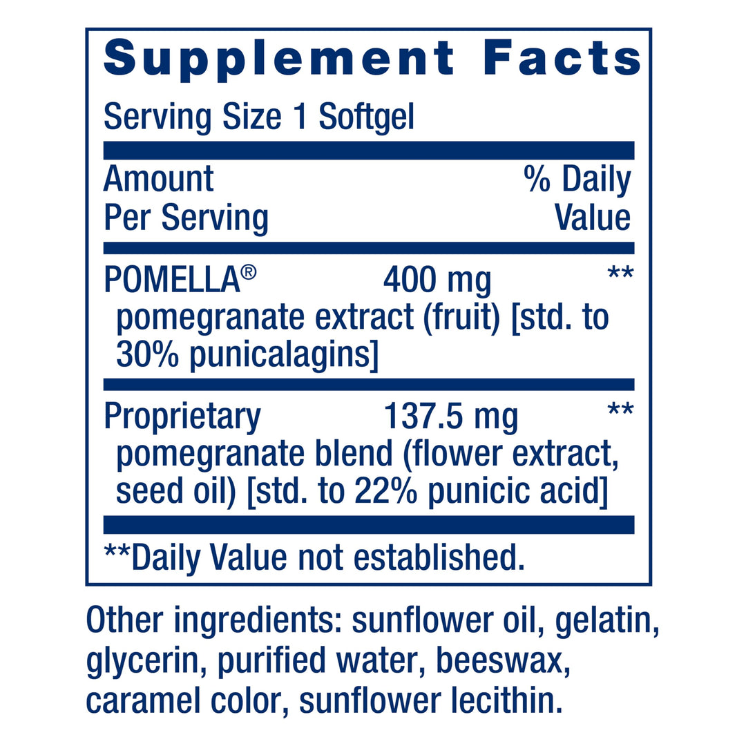 Pomegranate Complete, Fruit Extract, Flower, Seed Oil Extract, Cardiovascular Health, antioxidant Support, superfood Supplement, Gluten Free, Non-GMO, 30 softgels