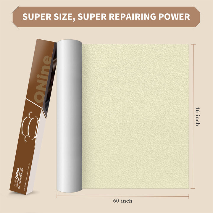 Large Leather Repair Tape,Leather Repair Patch,16 x 60 Inch Self-Adhesive Couch Patch,Waterproof,Wear-Resisting,for Furniture, Drivers Seat, Sofas, Car Seats(Beige 2.0