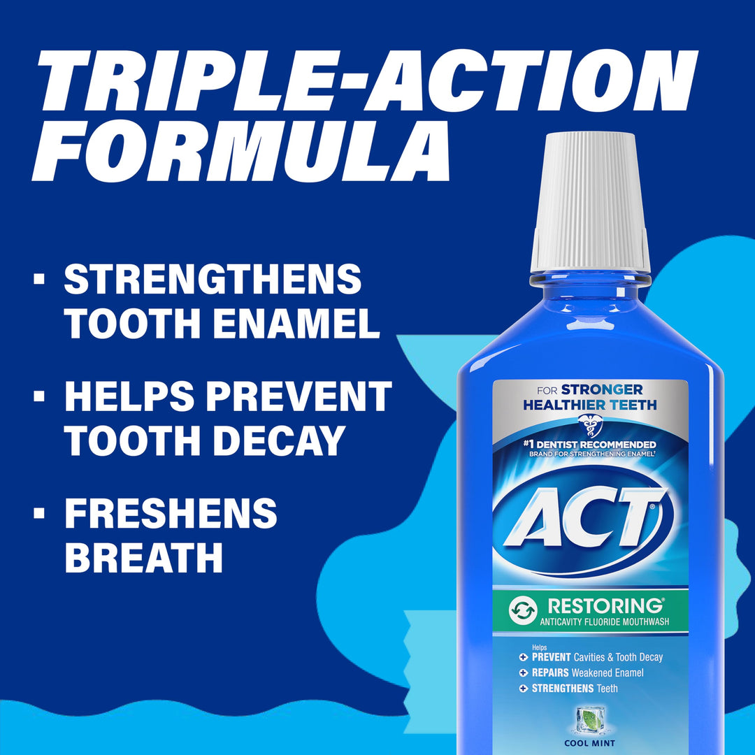 Act Restoring Mouthwash, Cool Splash Mint, 33.8-Ounce Bottles (Pack Of 3)
