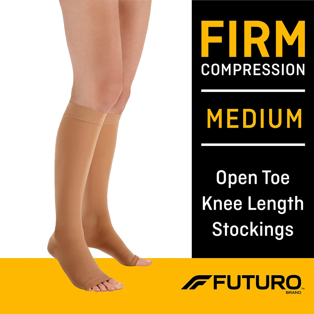 Open Toe Stocking, Unisex, Firm Compression, 20-30 mm/Hg, Helps Relieve Symptoms of Mild Varicose Veins, Medium Pair of 1