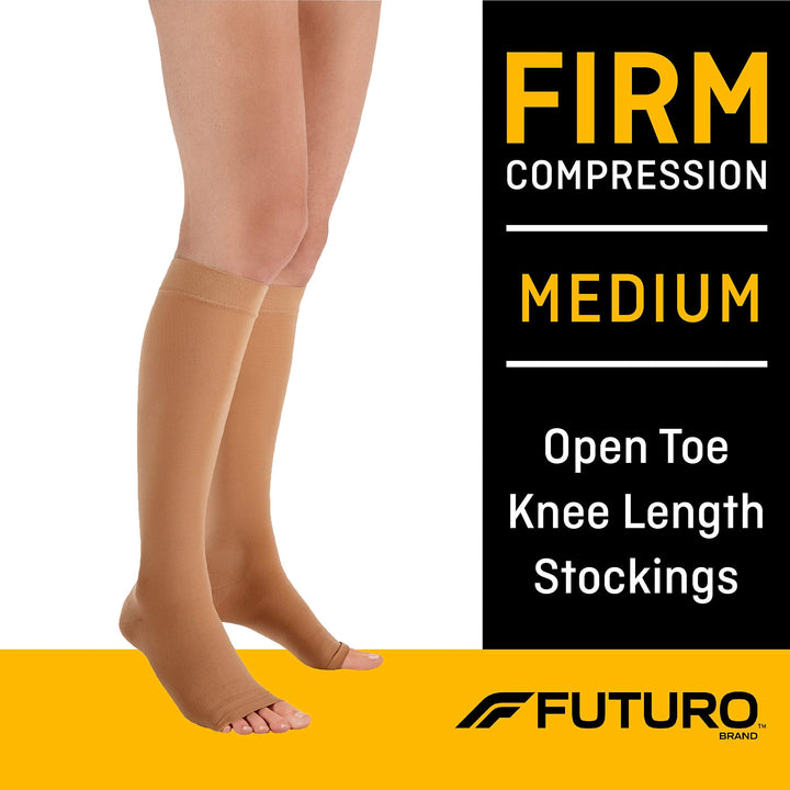 Open Toe Stocking, Unisex, Firm Compression, 20-30 mm/Hg, Helps Relieve Symptoms of Mild Varicose Veins, Medium Pair of 1