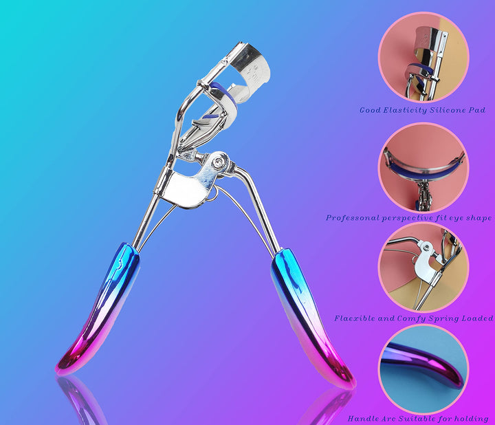 Eyelash Curler for Perfect Lashes with 3 Eyelash Curler Replacement Pads Natural and Long Lasting Eyelash Curler Beauty Makeup Tool for Women and Girl, Multi-colored
