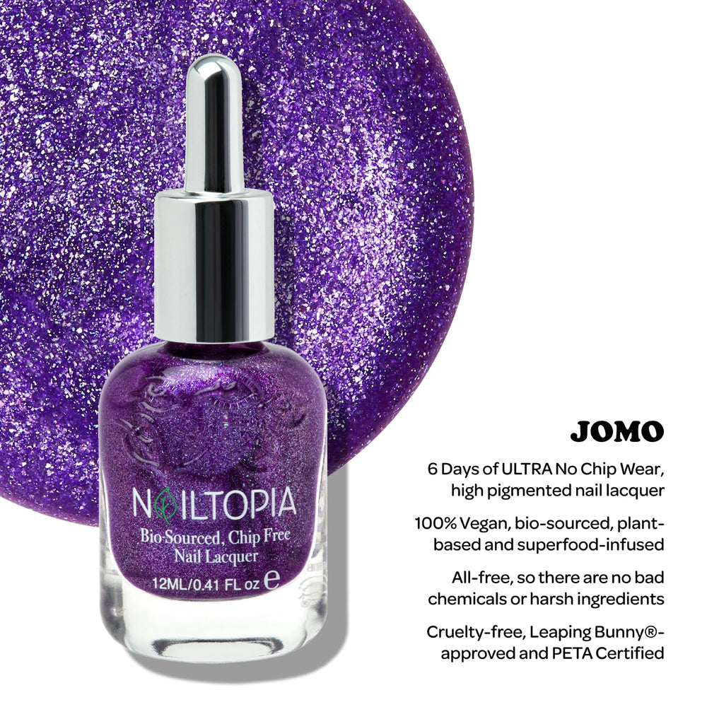 - Plant-Based Chip Free Nail Lacquer - Non Toxic, Bio-Sourced, Long-Lasting, Strengthening Polish - Jomo (Sheer Purple) - 0.41oz