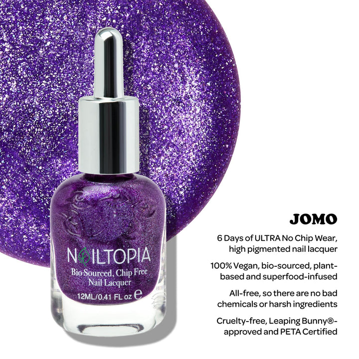 - Plant-Based Chip Free Nail Lacquer - Non Toxic, Bio-Sourced, Long-Lasting, Strengthening Polish - Jomo (Sheer Purple) - 0.41oz