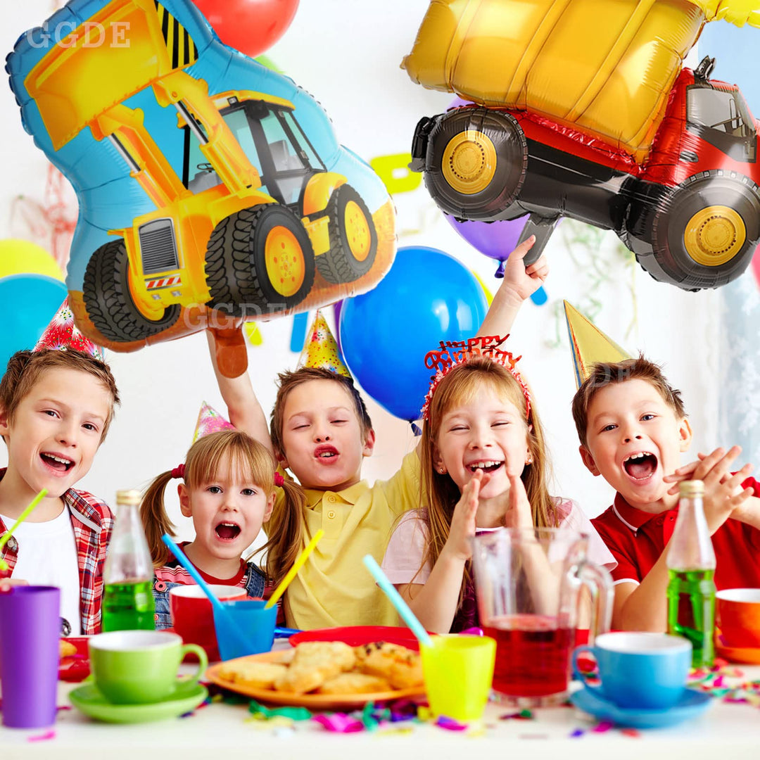 2 Pcs Jumbo Dump Truck Foil Mylar Balloon Helium Large Birthday Party Decorations Supplies Yellow