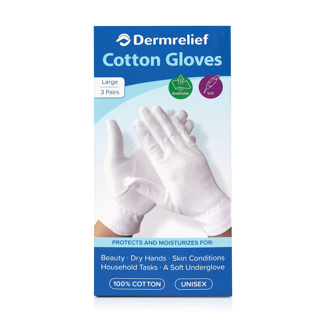Cotton Gloves - for Beauty, Dry Hands, Eczema, Dermatitis and Psoriasis (Large, 3 Pairs)