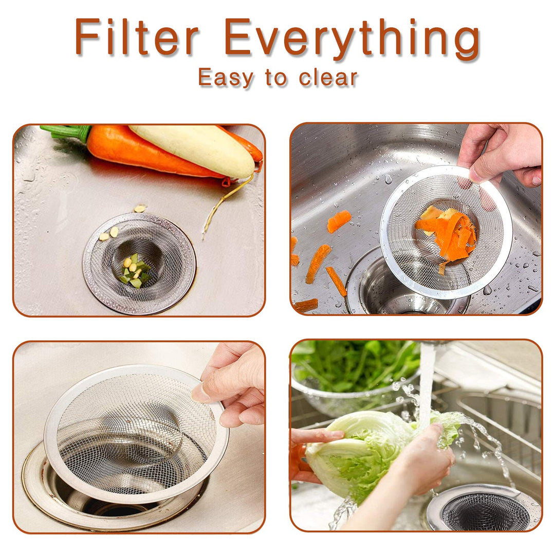 4pcs Heavy Duty Stainless Steel Kitchen Sink Strainer, 2.75 Top / 1 Mesh Metal Sink Strainer,Perfect for Kitchen Sink/Bathroom Bathtub Wash basin Floor drain balcony Drain Hole, Utility